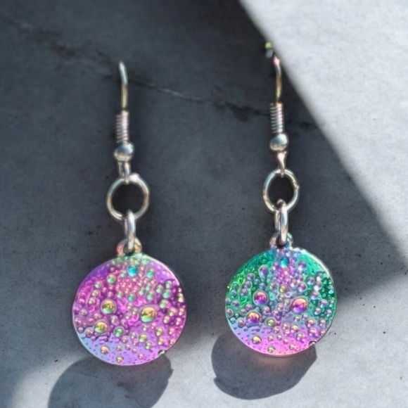 Round dangle earrings- Mermaid tail - Picture 3 of 6